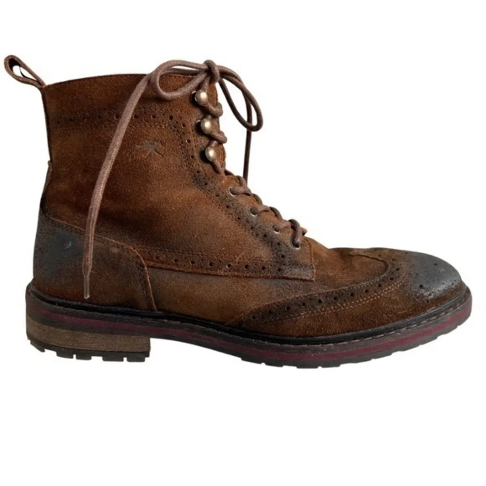 Fluchos Boots Men Sz 8 EU 41 Brown Distressed Leather Hipster Spain